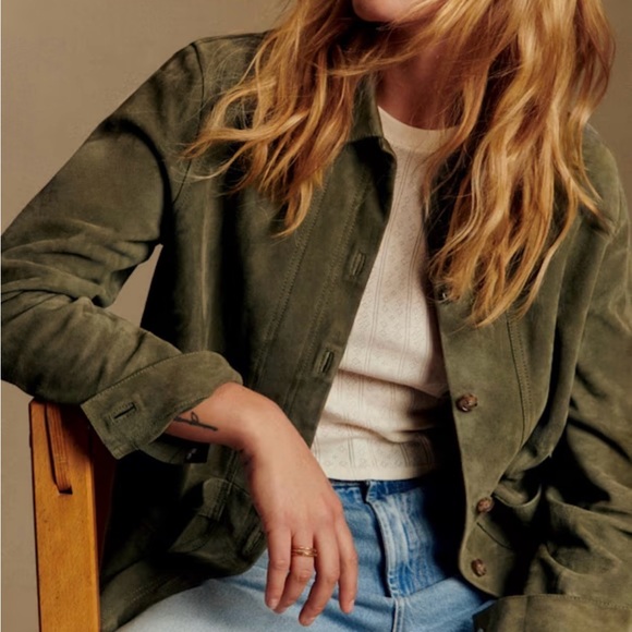 Sezane Suede Olive Green Will Jacket - Picture 4 of 4